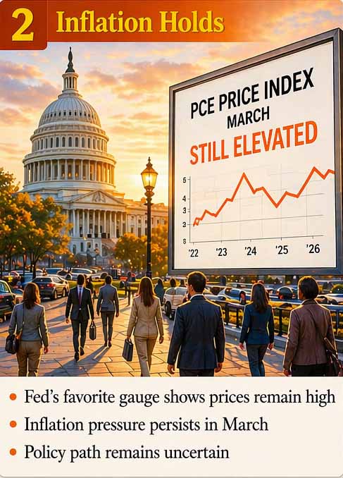 Inflation Pressure visual showing elevated PCE price index and persistent inflation impacting economic outlook