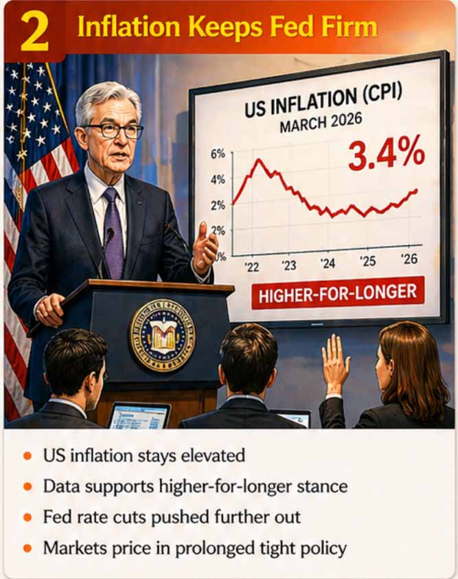 US inflation remains elevated, reinforcing the Federal Reserve’s higher-for-longer interest rate stance. Persistent price pressure continues to shape market expectations and monetary policy outlook.