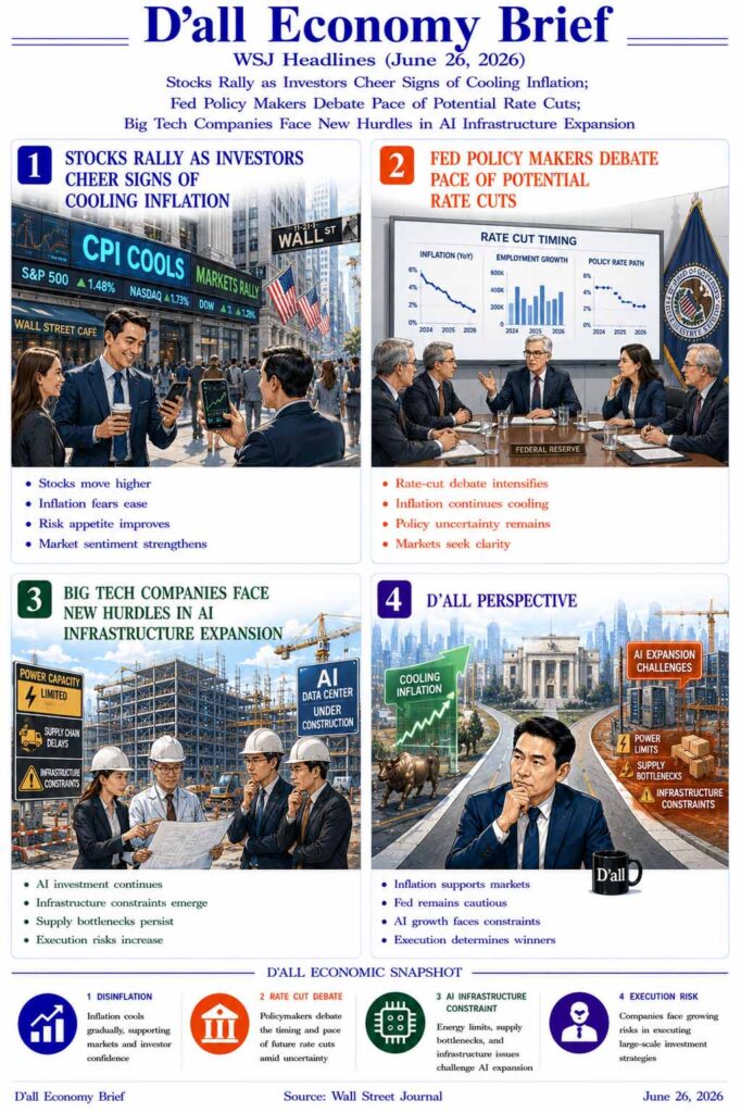 Cooling Inflation drives a market rally while Federal Reserve officials debate rate cuts and Big Tech faces AI infrastructure constraints.