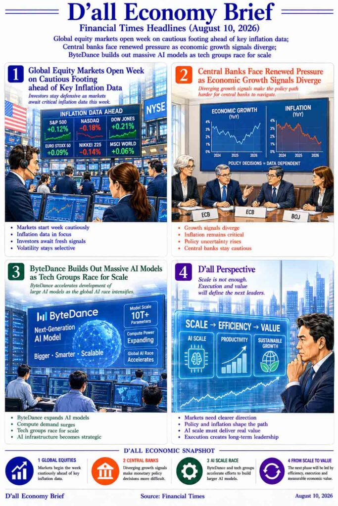Global Equity Markets open cautiously ahead of key inflation data, while central banks face diverging growth signals and ByteDance accelerates massive AI model development.